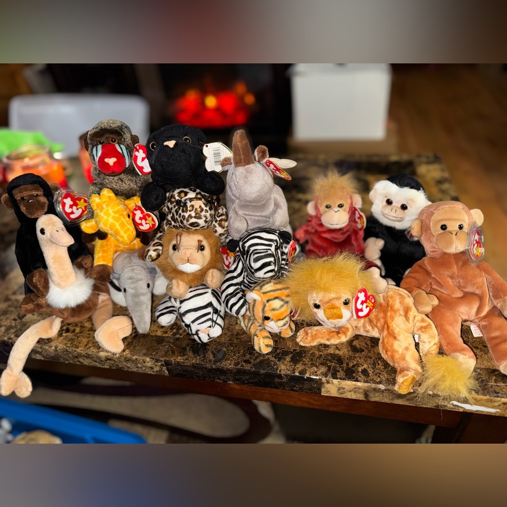 🦁 Jungle & Safari Beanie Baby Lot – 16 Animals – Big Mixed Set!